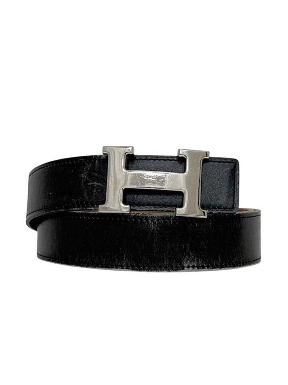 Hermes Belt Black Brown Constance Waist 93 30 Box Calf Togo Logo Buckle
